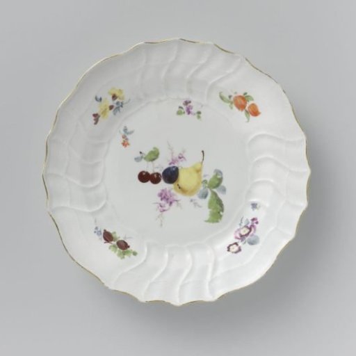 Plate, multicoloured painted with German flowers, insects and fruits