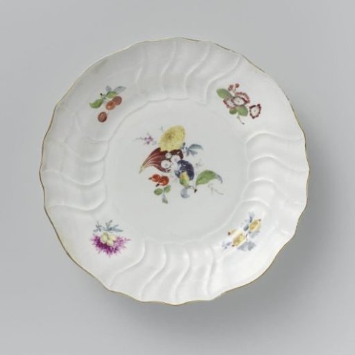 Plate, multicoloured painted with German flowers, insects and fruits