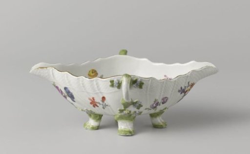 Sauce Boat, Multicolored Painted with Deutsche Blumen, Insects and Fruits