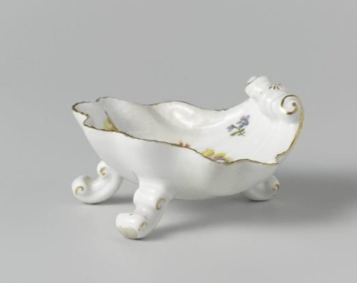 Salt cellar, multicolored painted with German flowers, insects and fruits