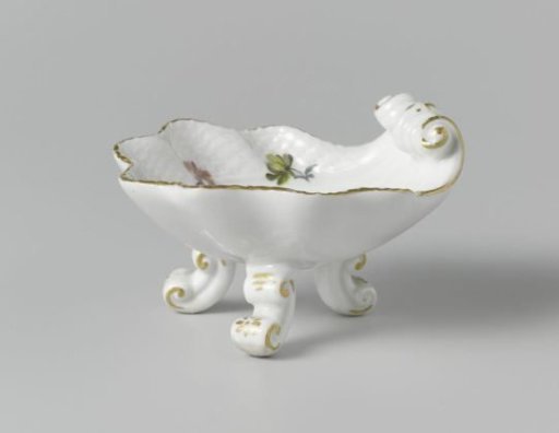 Salt cellar, multicolored painted with German flowers, insects and fruits