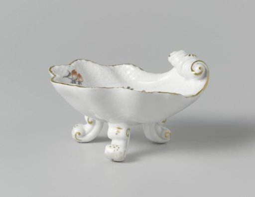 Salt cellar, multicolored painted with German flowers, insects and fruits