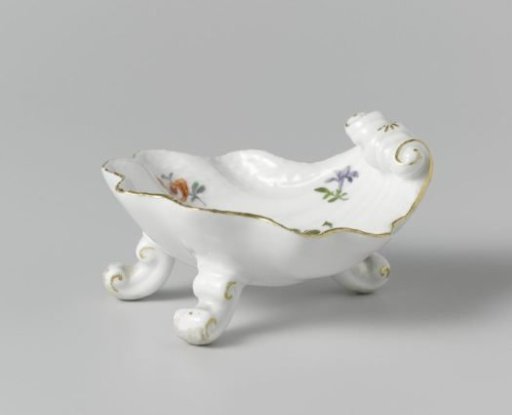 Salt cellar, multicolored painted with German flowers, insects and fruits