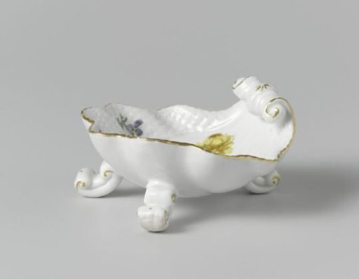 Salt cellar, multicolored painted with German flowers, insects and fruits