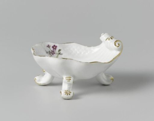 Salt cellar, multicolored painted with German flowers, insects and fruits