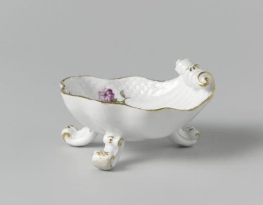 Salt cellar, multicolored painted with German flowers, insects and fruits