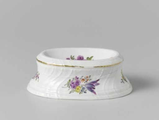 Salt cellar, multicolored painted with German flowers, insects and fruits