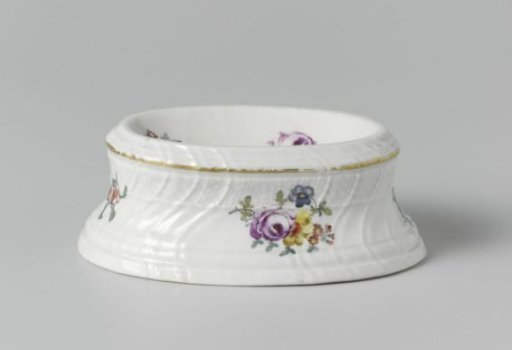 Salt cellar, multicolored painted with German flowers, insects and fruits