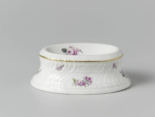 Salt cellar, multicolored painted with German flowers, insects and fruits