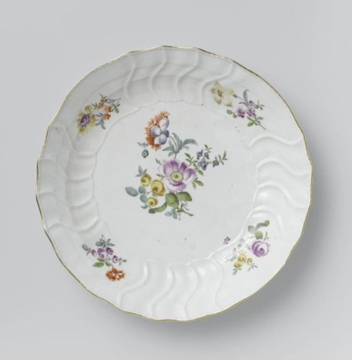 Plate, Colorfully Painted with German Flowers, Insects and Fruits