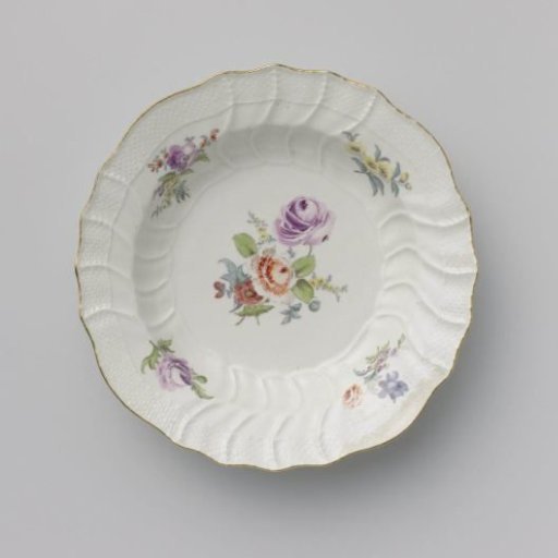 Platter, Multicolored Painted with German Flowers, Insects, and Fruits