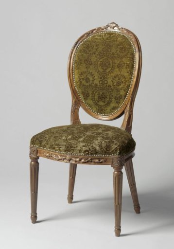 Mahogany armchair upholstered in green silk