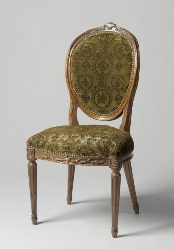 Mahogany armchair upholstered in green silk