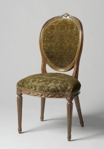 Chair of mahogany, upholstered in green velvet