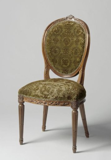 Chair of mahogany, upholstered in green velvet