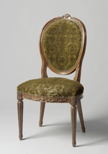 Chair of mahogany, upholstered in green velvet