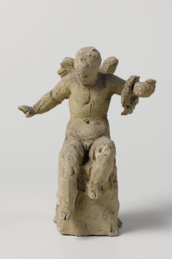 Winged Putto, holding a wreath