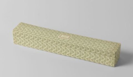 Fan Box with Loose Lid, Cardboard Covered with Light Green Paper with White Floral Garlands