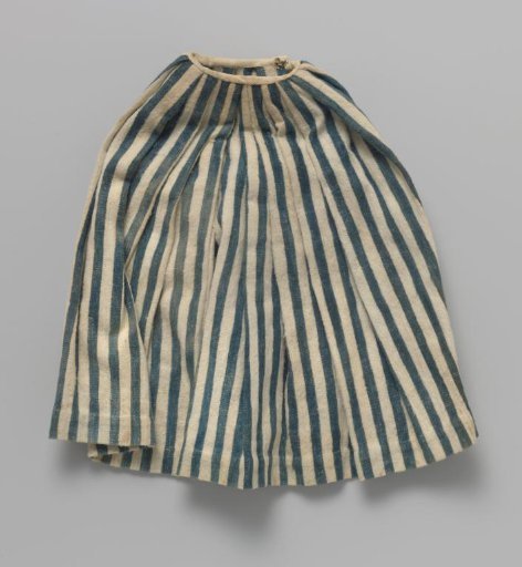 Skirt of Dark Blue and White Striped, Roughened Fabric