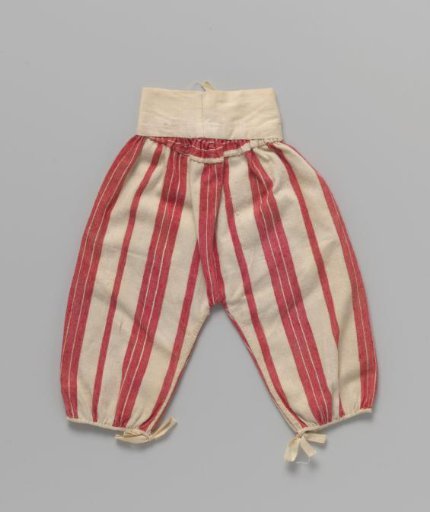 Trousers of Red and White Striped Calico