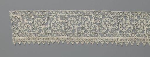 Strip of Needle Lace with Slanted Vases