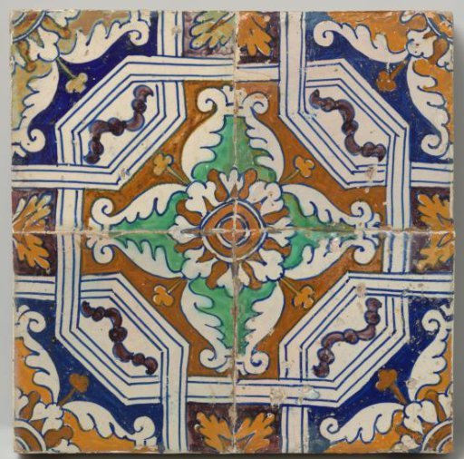 Architectural fragment with four floor tiles