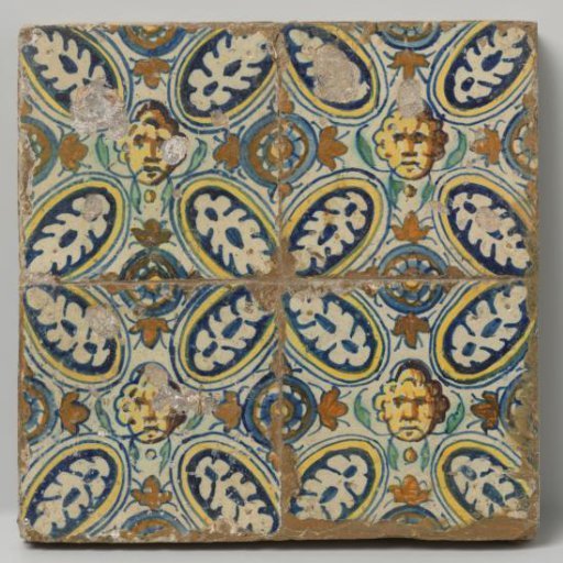 Panel of four tiles with masks