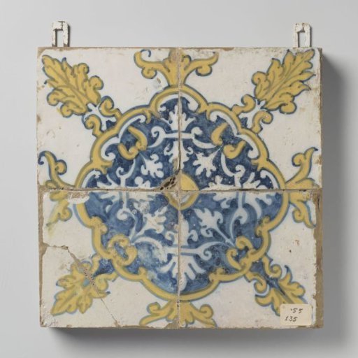 Field of four tiles with leaves and strapwork