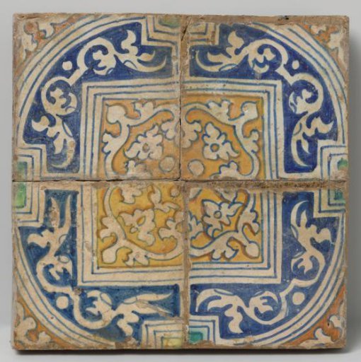Panel of four floor tiles