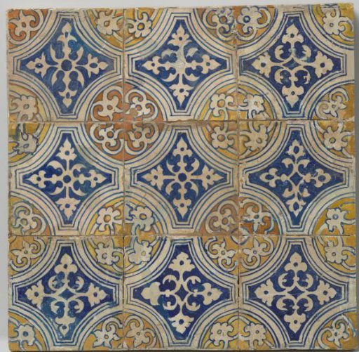 Panel of nine tiles with leaf pattern