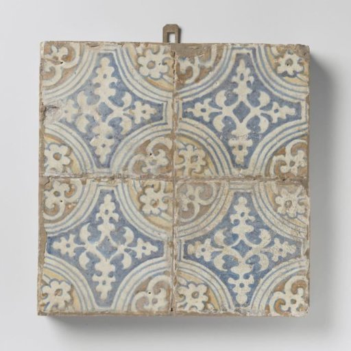 Panel of four tiles with leaf pattern