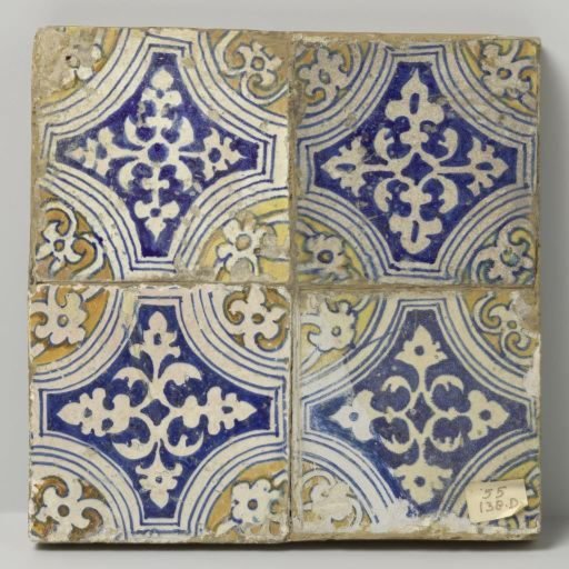 Panel of four tiles with leaf pattern