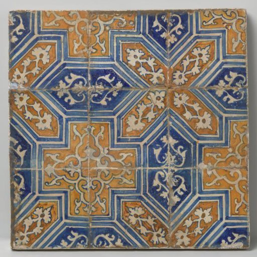 Panel of nine tiles with a leaf pattern