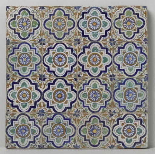 Field of sixteen tiles with rosettes