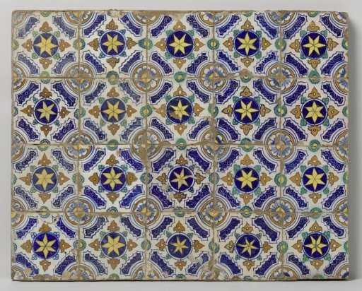 Panel of twenty tiles with stars and leaves