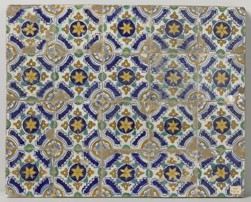 Panel of twenty tiles with stars and leaves