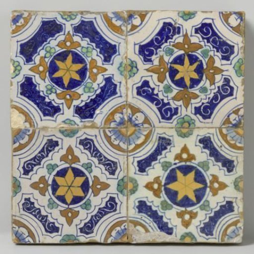 Field of four tiles with stars and leaves