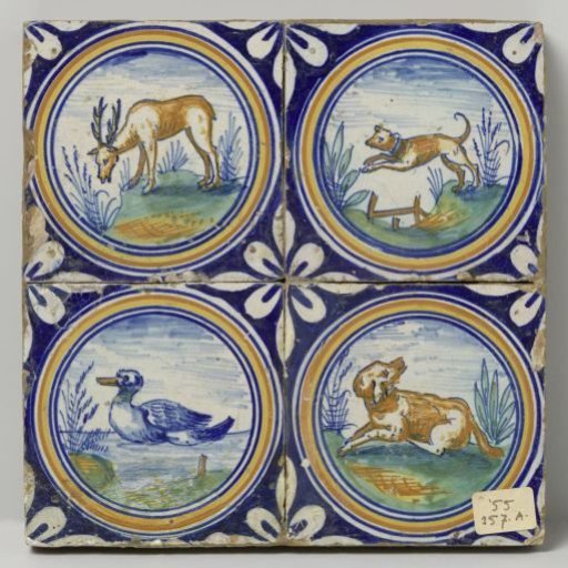 Field of four tiles with animals