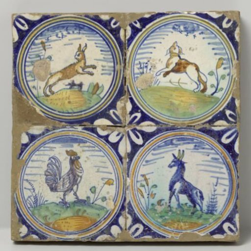 Field of four tiles with animals