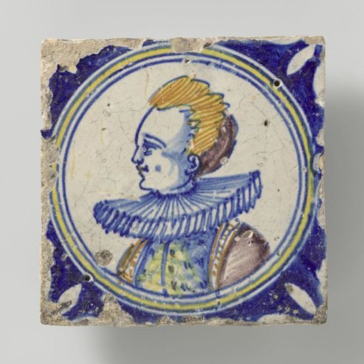 Tile with a portrait of a woman