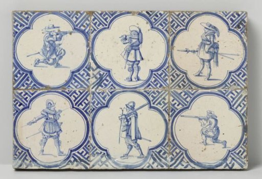 Panel of six tiles with soldiers