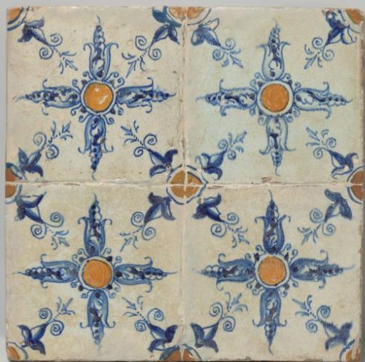 Field of four tiles with flower calyxes