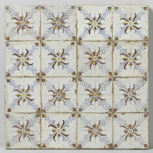 Field of sixteen tiles with rosettes