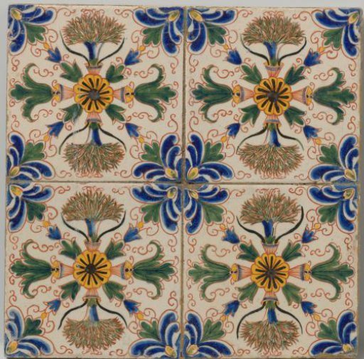 Field of four tiles with rosettes and calyxes