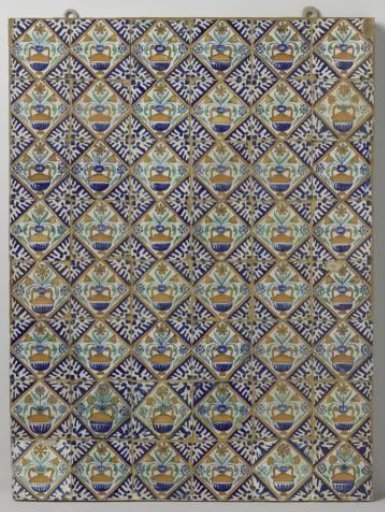 Field of forty-eight tiles with flower pots