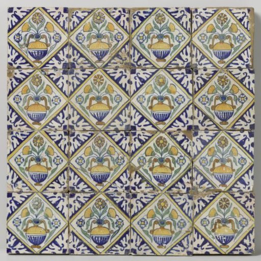 Field of Sixteen Tiles with Flower Pots