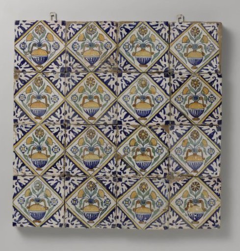 Field of Sixteen Tiles with Flower Pots