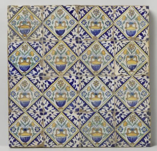 Field of Sixteen Tiles with Flower Pots