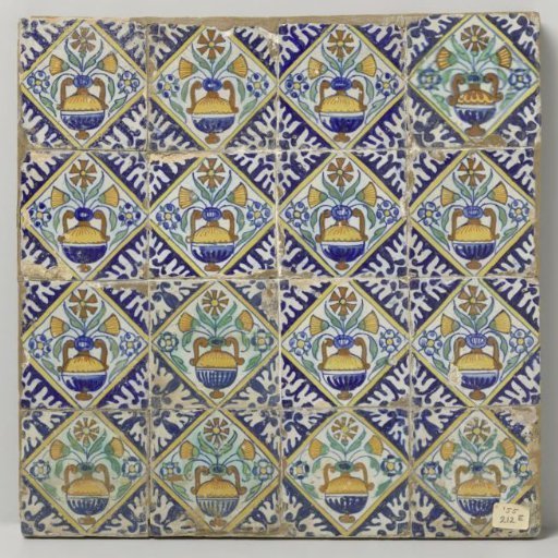 Field of Sixteen Tiles with Flower Pots