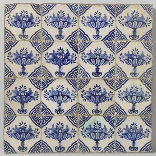 Field of Sixteen Tiles with Fruit Bowls